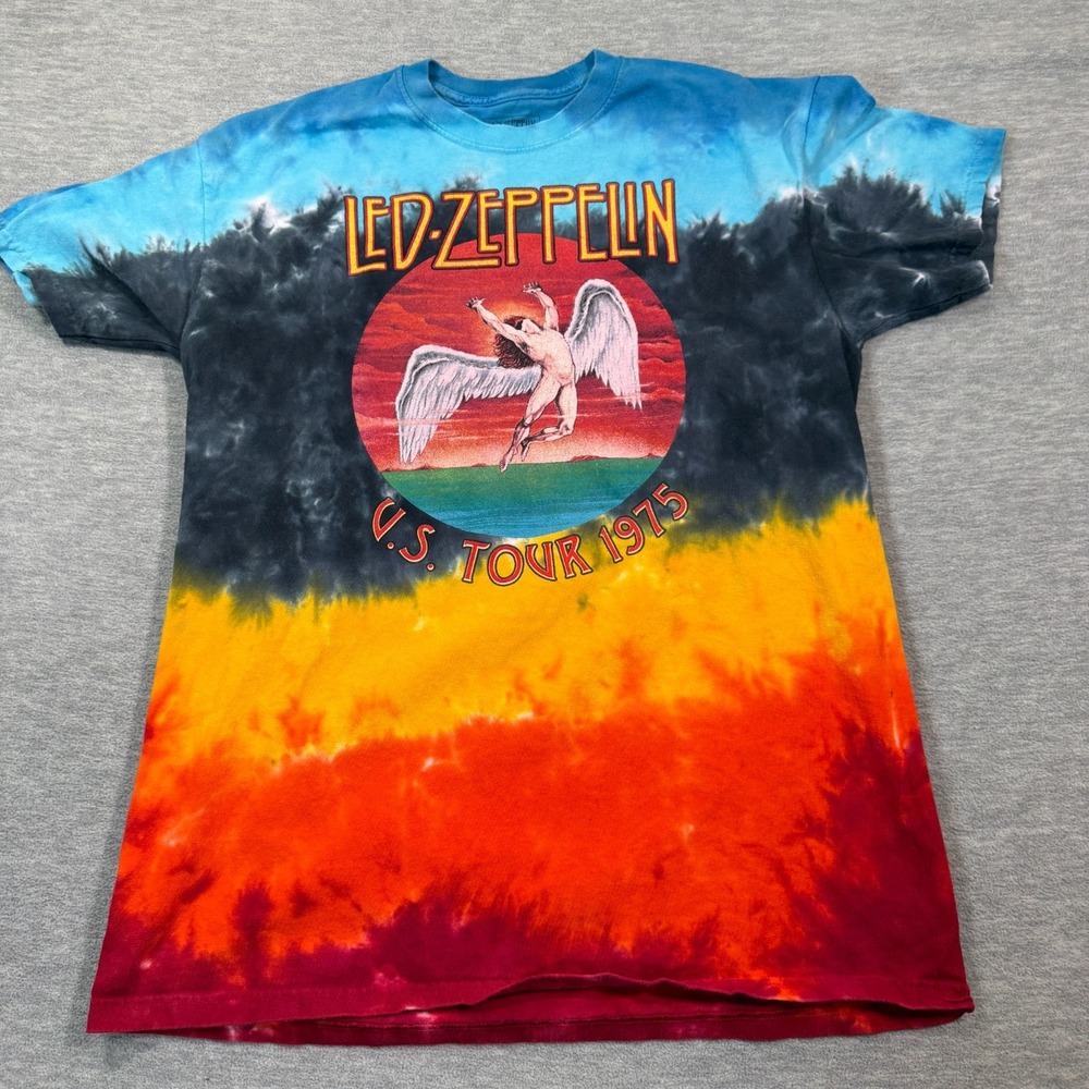Led Zeppelin T-Shirt Men Large Tie-Dye 1975 US Tour Graphic Rock Band Tee‎
